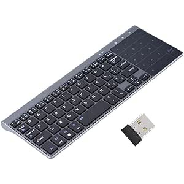 Bewinner Wireless Keyboard, Slim Wireless Keyboard, 2.4 GHz Wireless Keyboard Handheld with Touchpad for PC Notebook TV Box Notebook Computer, Portable PC Keyboard for Outdoor Use