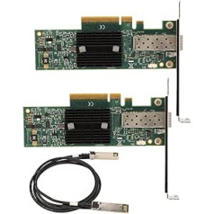 Dpofirs 10 GB SFP+ PCI-E tinklo plokštė NIC, 2 vienetų PCIE SFP+ tinklo adapteris MNPA19 XTR 10 Gb SFP+ PCIE tinklo plokštė su 3,28 pėdų konvertavimo kabeliu Pice tinklo adapterio kortelė, skirta Windows kompiuteriui