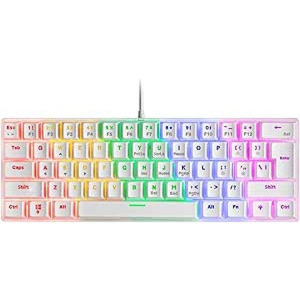 Mars Gaming MK60 White, Mehāniskā spēļu tastatūra FRGB, Antighosting, Switch Mechanical sarkans, ASV valoda