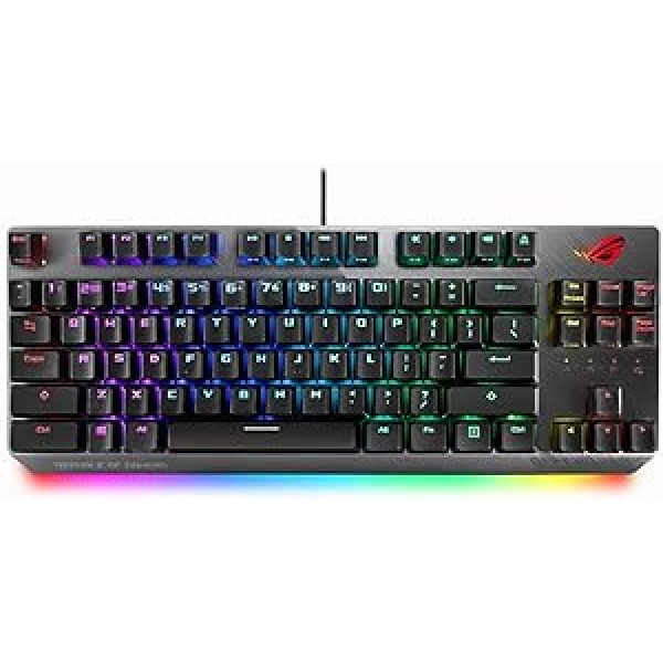 Asus ROG Strix Scope NX TKL | 80% mehāniskā spēļu tastatūra, ROG NX sarkanie lineārie slēdži, noņemams kabelis, slepenā poga, Aura sinhronizācija, programmējama, 195553102803, melna