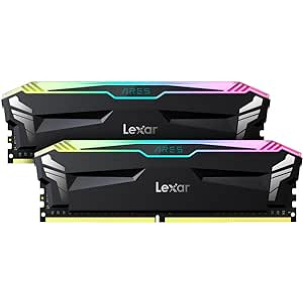 Lexar ARES RGB 16GB (2x8GB) DDR4 RAM 3600MT/s CL18 stalinio kompiuterio atmintis, suderinama su Intel XMP 2.0 ir AMD Ryzen (juoda) LD4BU008G-R3600GDLA