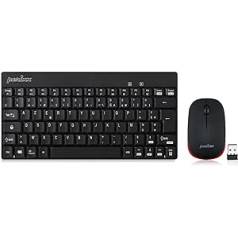 Perixx Periduo-712, Ensemble Clavier Souris Mini Sans Fil Pour Windows — 12 Touches Multimédia, melns, AZERTY