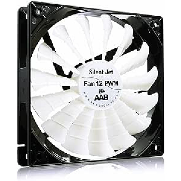 AABCOOLING Silent Jet Fan 12 PWM - Leise und Efizient 120mm Gehäuselüfter mit 4 Anti-Vibration-Pads - CPU Lüfter, Cooling Fan, PC Lüfter 120mm, Kühler 8,9-20,9 dB(A), 170 m3/val.