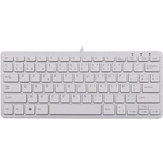 R-Go Ergonomische Tastatur - AZERTY (BE) Natürliche Tastatur mit flacher Oberfläche - Verkabelte USB tastatur mit kompakte Design - Leichter Tastenanschlag - LED - Weiß