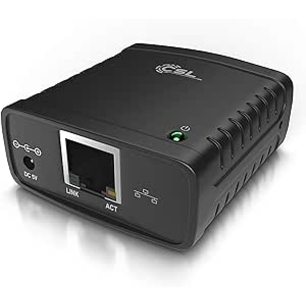 CSL — LAN drukas servera printera serveris — ātrs Ethernet — USB 2.0 liela ātruma — LRP drukas serveris operētājsistēmai Windows — tīkla USB uz RJ45 — DHCP iespēja, TCP/IP — iekļauts barošanas avots un Ethernet kabelis — jauns