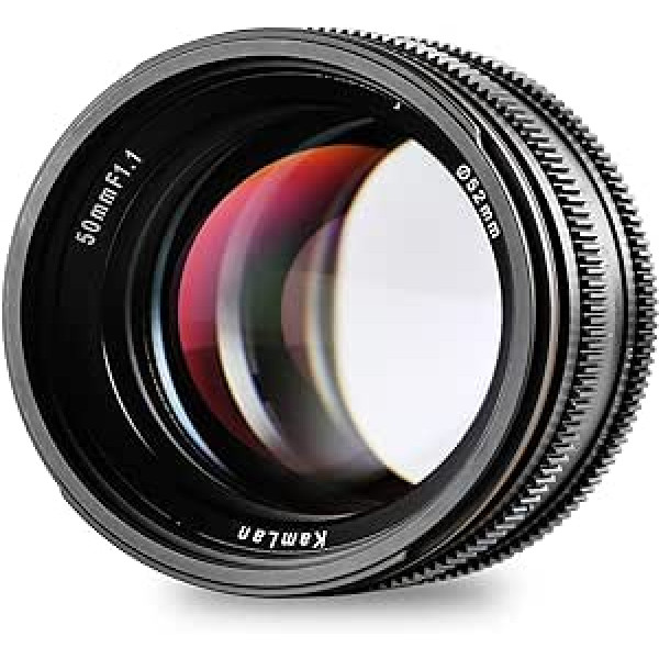 Kamlan 50 mm F1.1 APS-C lielas apertūras manuālais objektīvs ar fiksētu fokusu — standarta primārais objektīvs