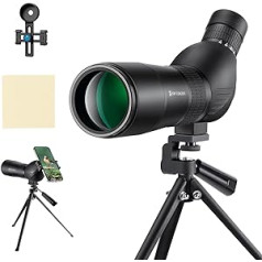 K&F Concept 20-60X60 45° Adjustable Hi-Level Cylinder Bird Watching Binoculars with Mobile Phone Clip, Tripod Mount and Storage Bag