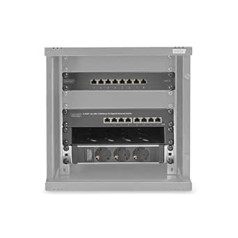 DIGITUS 10-Inch Set - Network Cabinet 6U Black - Shelf - Power Strip - 8-Port Patch Panel - 8-Port Gigabit Switch