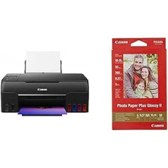 Canon Multifunctional Printer PIXMA G650 MegaTank Printer Inkjet Printer Scanner Copier Black & Photo Paper PP-201 Glossy - 10 x 15 cm 50 Sheets for Inkjet Printer - PIXMA Printer Red