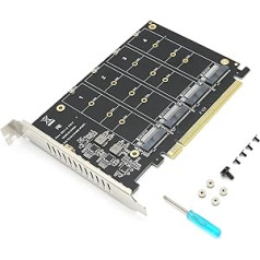 Adapterio kortelės 4 prievadas M.2 NVMe SSD prie PCIE X16 M raktas 4 X 32Gbps kietojo disko konverterio skaitytuvo išplėtimo kortelės palaikymas M.2 NVME protokolo SSD/M.2 PCIE įranga (ph44)