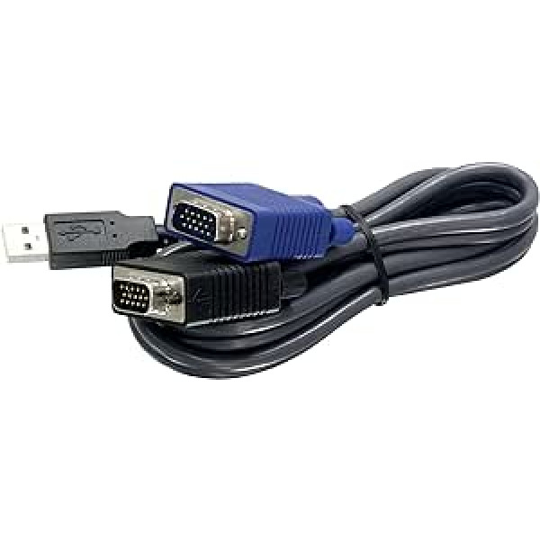 TRENDnet TK-CU06 USB VGA KVM tālvadības kabelis, VGA/SVGA HDB 15 kontaktu pieslēgums, USB 1.1 tips A, 1,83 metrs