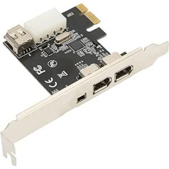 ASHATA 4 portu PCIE Firewire 400 karte, vairāku portu PCIe 1X līdz 1394A grafikas karte galddatoriem Kameras DVD DV HDD ar 3x6Pin un 1x4Pin 1394A portiem un kronšteinu