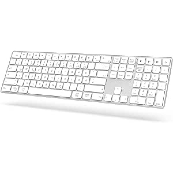 JOYACCESS Bluetooth Keyboard with Multiple Devices, Full Size Wireless Keyboard with Numeric Keypad, Switch to 3 Devices for PC, Laptop, MacBook Pro/Air, iPad/iPhone/iMac-Silver