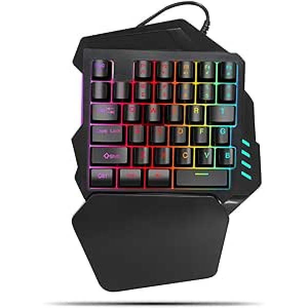 Lazmin RGB vienas rokas tastatūra, 35 taustiņi ar fona apgaismojumu vienas rokas spēļu tastatūra ar FN taustiņiem