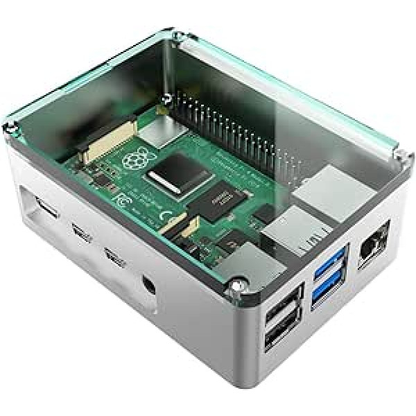 anidees Alumīnija Pi futrālis Raspberry Pi 4 Model B — sudraba krāsa (AI-PI4-SG)