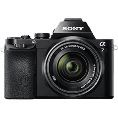 SONY Alpha 7 E-Mount pilna kadra digitālā kamera ILCE-7, 24,3 megapikseļi, 7,6 cm (3 collu) LCD displejs, BIONZ X, 2,3 megapikseļu OLED skatu meklētājs, NFC, iekļauts SEL-2870 objektīvs, melns