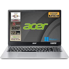 Acer Athlon 3050u, RAM, 8GB Ddr4, 256GB SSD M.2 PC + 1TB, 15.6 Inch Full HD Display, Webcam, USB, HDmi, bt, Win10 Pro, Libre Office, Layout and Warranty ia