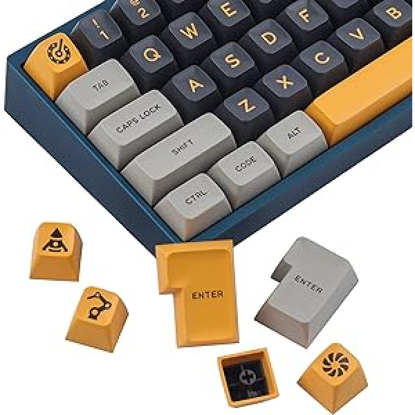 JakeTsai Double Shot Keycaps, 172 Keys SA Profile Amber Screen Keycaps Set with 2.75u, 3u, 6.25u and 7u Spacebar for Cherry Mx Switches ISO ANSI Layout Mechanical Keyboard