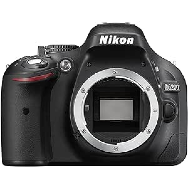 Nikon D5200 SLR-digitālā kamera (24,1 megapikseļi, 7,6 cm (3 Zoll) TFT displejs, Full HD, HDMI) Nur Gehäuse schwarz