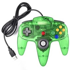 miadore Retro 64 N64 USB kontrollera kursorsviras spēļu panelis operētājsistēmai Windows Mac PC Raspberry pi3 (tīri zaļš)