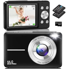 Amdeurdi digitālā kamera FHD 1080P 44MP 16× digitālā tālummaiņa mini fotokamera kompakta kamera bērniem pusaudžiem iesācējiem studentiem veciem cilvēkiem