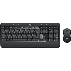 „Logitech MK540 Advanced Wireless“ klaviatūros pelės rinkinys, 2,4 GHz belaidis ryšys per USB Unifying imtuvą, 3 metų baterijos veikimo laikas, „Windows“ ir „ChromeOS“ kompiuteris / nešiojamasis kompiuteris, belgiškas AZERTY išdėstyma