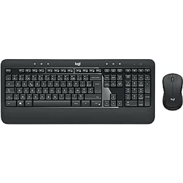 „Logitech MK540 Advanced Wireless“ klaviatūros pelės rinkinys, 2,4 GHz belaidis ryšys per USB Unifying imtuvą, 3 metų baterijos veikimo laikas, „Windows“ ir „ChromeOS“ kompiuteris / nešiojamasis kompiuteris, belgiškas AZERTY išdėstyma