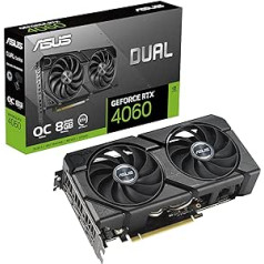 ASUS Dual GeForce RTX 4060 EVO OC Edition 8GB GDDR6 (PCIe 4.0, 8GB GDDR6, DLSS 3, HDMI 2.1a, DisplayPort 1.4a, Axial Tech Fan Design, 0dB, Dual BIOS, Auto-Extreme Technology)