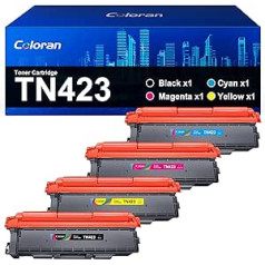 Coloran TN423 TN-423 MFC-l8690cdw dažai, suderinami su Brother TN-423 TN-421 TN423BK TN423C TN423M TN423Y, skirti Brother HL-L8260CDW L8260CDW HL-L8360CDW CDW HL-L8360CDW CD1 MFC0CD0 MFC-L8 spausdinimui (Pakuot