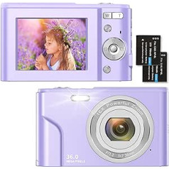 Digitālā kamera 1080P HD kompakta kamera 36 megapikseļu mini videokamera 2,4 collu LCD digitālā kamera uzlādējama fotokamera ar 16X digitālo tālummaiņu studentiem / pieaugušajiem / bērniem / iesācējiem (zilā krāsā