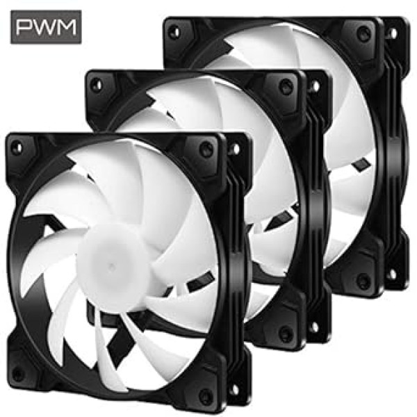 upHere 120 mm 4 kontaktu PWM ventilators personālajam datoram, īpaši kluss trīskāršs komplekts (SR12-BW4-3)