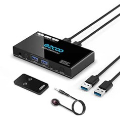 USB 3.0 slēdzis 2 in 4 Out USB 3.0 koplietošanas komutators IR Romte KVM slēdža centrmezgls pelei, tastatūrai, skenerim, printerim ar 2 gabaliem 1 m USB 3.0 A līdz A