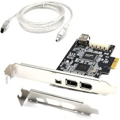 Padarsey PCIe Firewire karte operētājsistēmai Windows 10, IEEE 1394 PCI Express kontrolleris 4 porti (3 x 6 pin un 1 x 4 pin), 1394a Firewire 800 adapteris operētājsistēmai Windows 7/8/Mac OS ar zema profila kronšteinu un kabeli