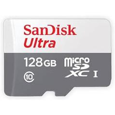 SANDISK Ultra MicroSDXC 128GB + SD adapteris 100MB/S Class 10 UHS-I planšetdatora iepakojums