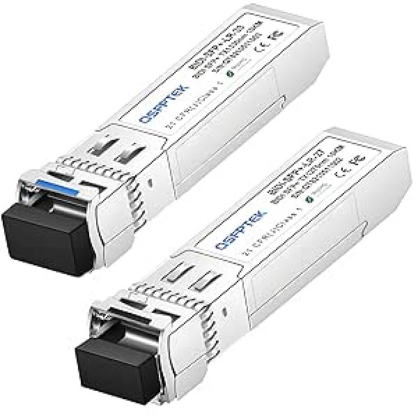 1 pāris 10 G SFP+ Bidi uztvērēji, LC viena režīma mini gbic modulis, kas paredzēts Cisco SFP-10G-BXD-I (1330 nm-TX/1270 nm-RX) / SFP-10G-BXU-I (1270 nm-TX/1330 nm). 10 km, ar DDM