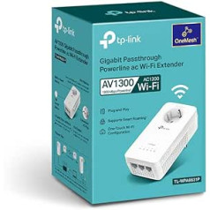 TP-Link WLAN Powerline Adapter TL-WPA8631P (Dual Band WLAN 1200 Mbit/s, AV1300 Powerline, Socket, Wifi Clone, MU-MIMO, 3 Gigabit Ports, Plug & Play, Ideal for HD Streaming, App Control) White