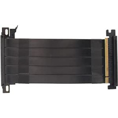 ASHATA PCIE 4.0 X16 stāvvada kabelis, ātrgaitas grafikas kartes pagarinātāja kabelis, elastīgs abpusējs 180 grādu GPU pagarinātāja kabelis RTX 4090, kas paredzēts RX 7900 XT (melns)