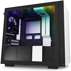 NZXT H210i - Mini ITX Case for Gaming PCs - Front I / O USB Type-C Port - Tempered Glass Side Window - Management - Can be Used for Water Cooling - Integrated RGB Lighting - White / Black