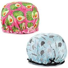 Tweal sieviešu dušas cepure, 2 daļiņas dušas cepures, ūdensnecaurlaidīga dušas cepure, dubultslānis galvenajai lietošanai, vannas istaba, spa (avokado + lietussargs)