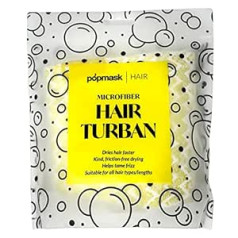 Popband greitai džiūstantis mikropluošto plaukų turbanas – geltonas – visų tipų plaukams, mažina slinkimą, apsaugo nuo įtrūkimų ir lūžinėjimo – sugeria ir greitai išdžiovina plaukus