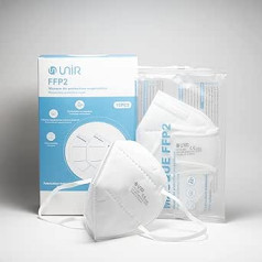 UniR FFP2 Mask CE sertificēta un APAVE, pārbaudīta 5 slāņu mutes maska no Tellus Group, Francijā ražota, paciņa individuāla (100 vienības)