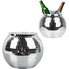 Beverage Tub, Disco Ball, Ice Bucket, 23 cm Large Capacity Bucket for Party Cold Drinks, Mirror Ball, Cool Design for Beer, Cocktails, Wine, Silver, Champagne