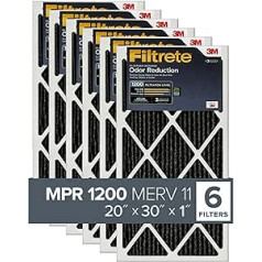 Filtrete AOR22-6PK-2E 20x30x1 AC ofenliftfilter, Allergenabwehr, Geruchsreduzierung, 6er-Pack MPR 1200, schwarz, 6 Stück