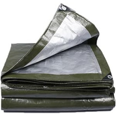 4 x 8 m Tarpaulin Fabric Tarpaulin 180 g/m² Green/Silver Waterproof Tarpaulin with Eyelets Protective Tarpaulin Boat Tarpaulin Wooden Tarpaulin for Garden Furniture Pool Cover Trampoline Roof