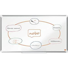 Nobo emaljas tāfele platekrāna formātā 50 x 89 cm alumīnija rāmis, tradicionāls stiprinājums stūrī, komplektā ietilpst pildspalvu paliktnis Premium Plus White 1915366