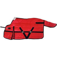 Couverture d'hiver réglable Pour Cheval, remplissage de 220 g, Pour Mini Poulain poney, Tapis d'équitation imperméable 420D Ripstop, Tapis d'écurie 95-110 cm (Taille : 100 cm, Couleur : Rouge)