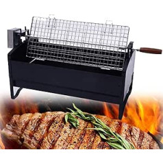 NOALED Großer elektrischer Holzkohlegrill, Grillröster, automatische Rotisserie-Grillwerkzeuge, tragbar und abnehmbar, Edelstahl-BBQ-Grill für Camping, Picknick, T