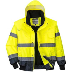 EN471 Kontrasta Hi-Vis Bomber Jaka Dzeltena