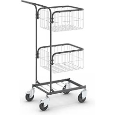 EUROKRAFTpro Premium Office Trolley Compact Frame Colour Jet Black 4 Swivel Castors 2 with Double Stop Wheel Diameter 100 mm