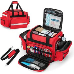 Damero Medical Trauma Bag Empty Professional First Responder Bag with Multiple Pockets for Medical Accessories, red